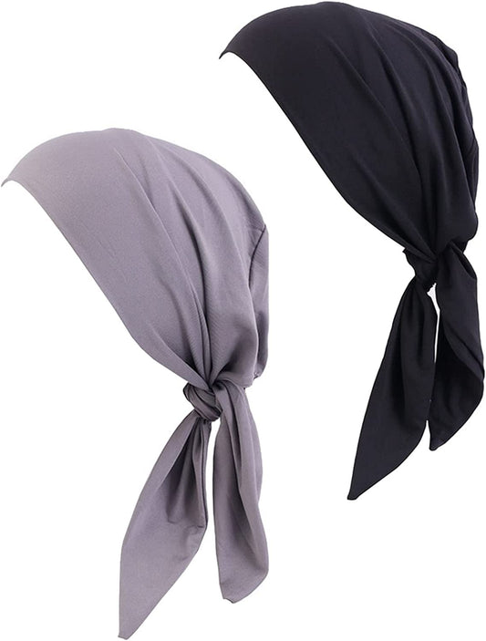 Women'S Comfort Head Scarf Headwear Chemo Beanie Scarves Coverings (2Pcs-Black&Gray J) Apparel & Accessories > Clothing Accessories > Headwear Hcimooy   
