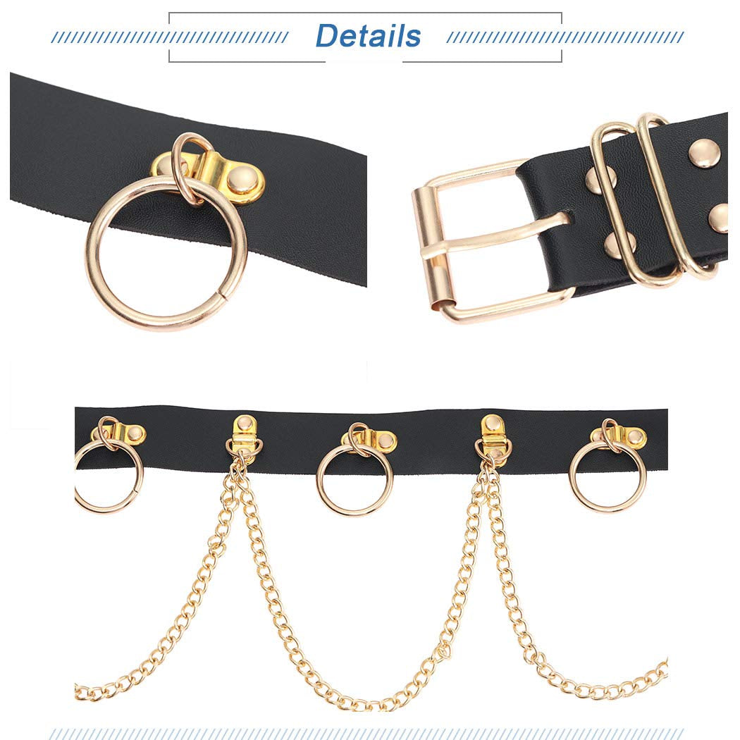 Bodiy Leather Waist Chain Belts Gold Punk Belly Chain Sexy Ring Club Rave Accessories Body Chain Jewelry for Women and Girls Apparel & Accessories > Jewelry > Body Jewelry Bodiy   