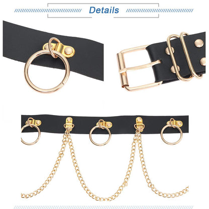 Bodiy Leather Waist Chain Belts Gold Punk Belly Chain Sexy Ring Club Rave Accessories Body Chain Jewelry for Women and Girls Apparel & Accessories > Jewelry > Body Jewelry Bodiy   