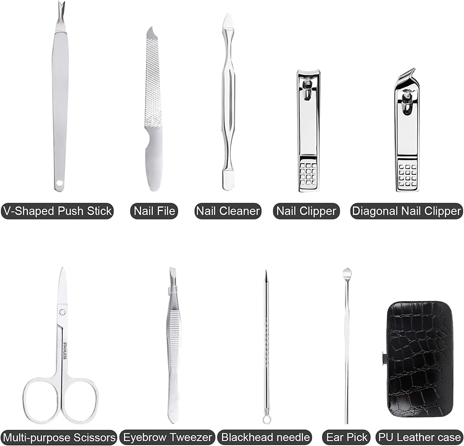 Manicure Set Nail Clipper Kit, 9 Pieces Portable Travel Nail Kit Nail Grooming Kit with Black Leather Bag Suitable for Home Outdoor Travel Gift Giving Beauty Salon Health & Beauty > Personal Care > Foot Care Tufusiur   