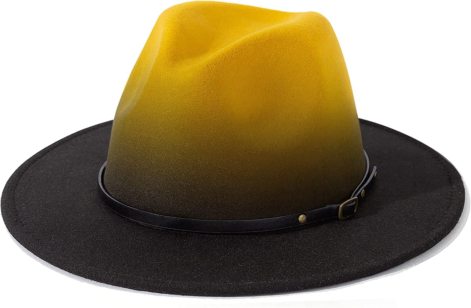Lisianthus Women Belt Buckle Fedora Hat Apparel & Accessories > Clothing Accessories > Hats Lisianthus Z Gradient Yellow & Black  
