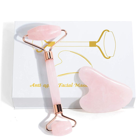 Jade Roller for Face, Gua Sha Facial Tools & Rose Quartz Face Roller Skin Care Product for Face Lift and Puffiness, Anti-Aging Facial Roller for Eyes Body Neck Slimming & Firming Health & Beauty > Personal Care > Cosmetics > Cosmetic Tools > Skin Care Tools MAANGE 2 Pcs  