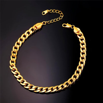 Women Girls Barefoot Jewelry 18K Gold or Rose Gold Stainless Steel Heart / Rope / Figaro / Cuban Chain Anklet Foot Bracelet, 25-30 CM Long Apparel & Accessories > Jewelry > Anklets U7 Jewelry   