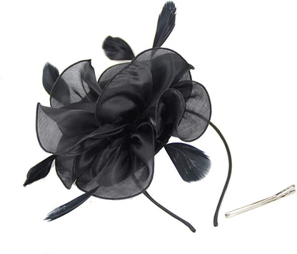Women Flower Fascinator Hat Wedding Bridal Fascinators Tea Party Hat Feather Fascinator Headband Headwear for Evening Church Apparel & Accessories > Clothing Accessories > Headwear STbest   