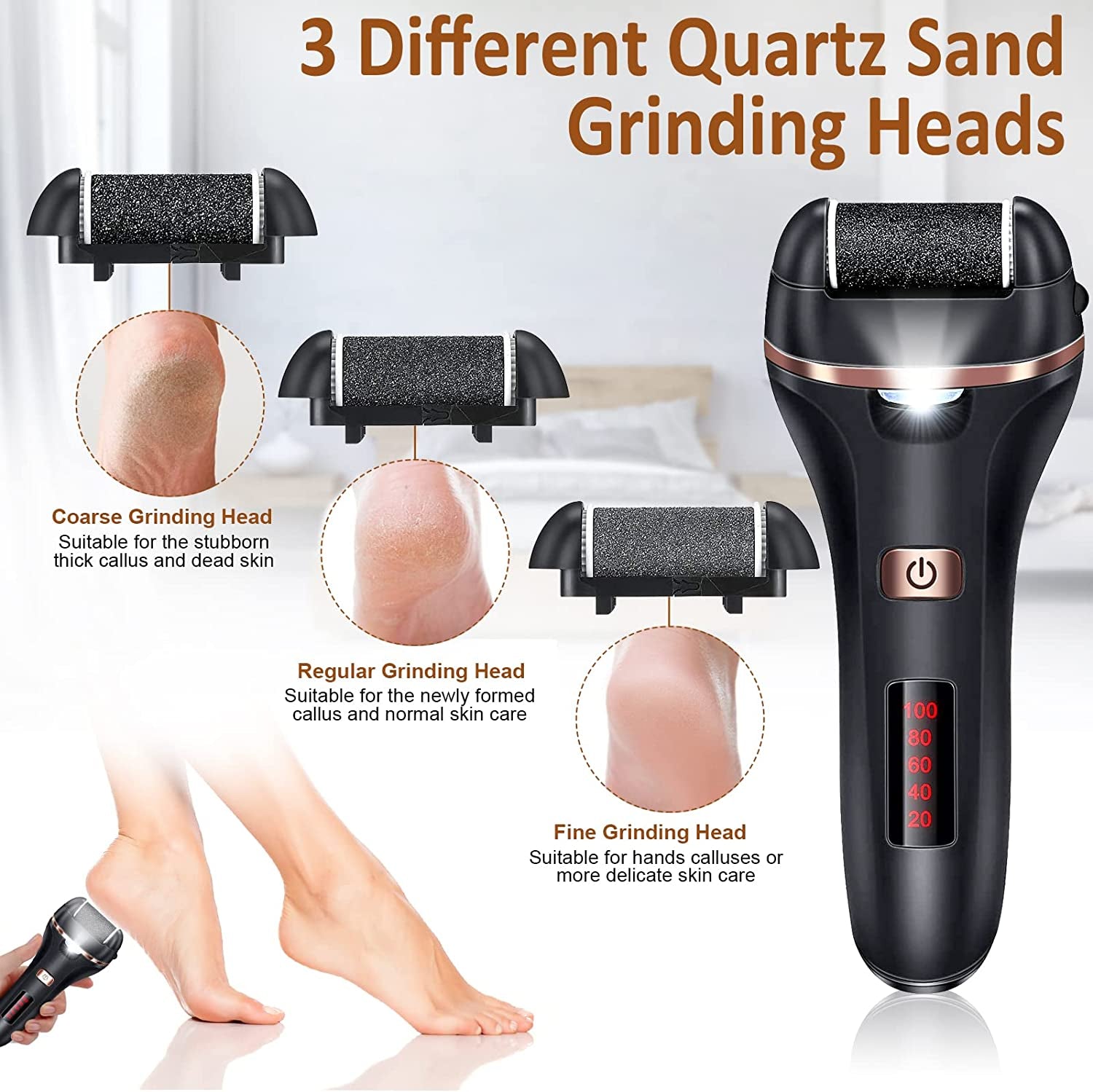 Electric Foot Callus Remover Kit, Banral 10 In1 Rechargeable Pedicure Tools Foot Care Feet File with 3 Roller Heads,2 Speed,Battery Display for Remove Cracked Heels Calluses and Dead Skin Health & Beauty > Personal Care > Foot Care Banral   