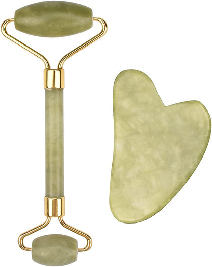 Ideayard Face Roller and Gua Sha Set - Jade Roller anti Aging Massager Tool - Natural Jade Roller for Face and Guasha Stone for Body - Beauty Roller Skin Care Tools Kit for Slimming & Firming Health & Beauty > Personal Care > Cosmetics > Cosmetic Tools > Skin Care Tools ideayard Green1  