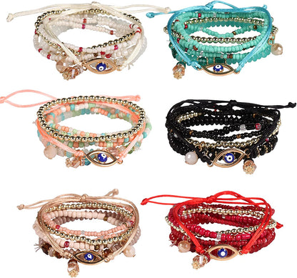 Solosoya Bohemian Boho Stackable Bracelets for Women Set, Girls Stretch Multilayer Stack Beads Colorful Beaded Charm Bracelets Girl Handmade Jewelry Apparel & Accessories > Jewelry > Bracelets Solosoya Color Q  