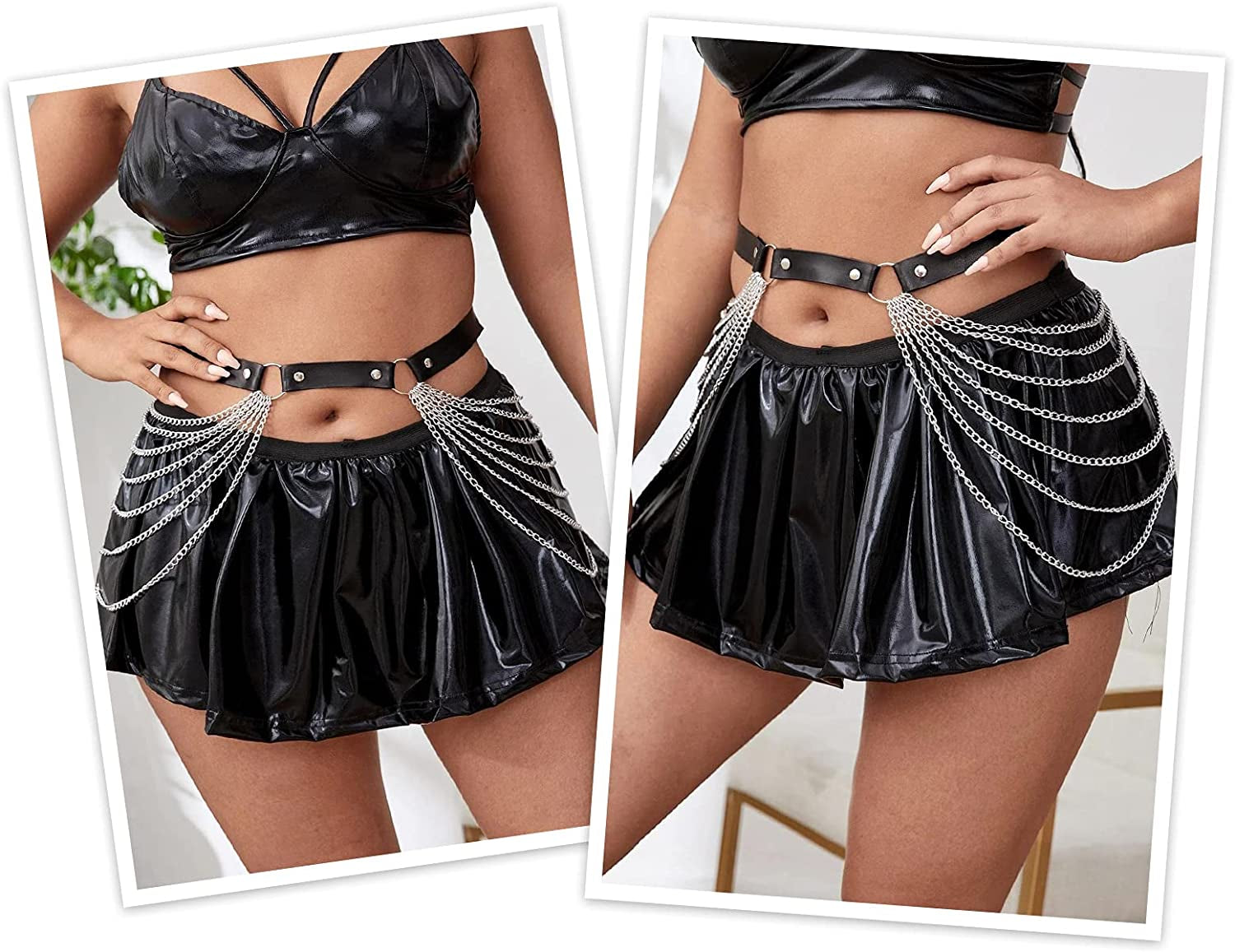 Punk Waist Chain Belt Leather Body Belly Chain Rave Festival Sexy Gothic Jewelry Accessories for Women Girls Apparel & Accessories > Jewelry > Body Jewelry WHIPPY   