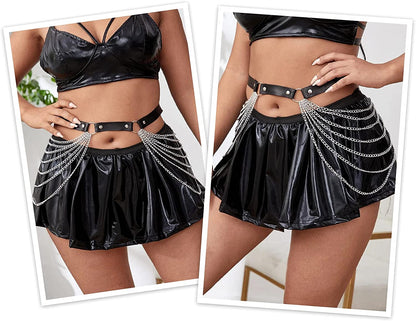 Punk Waist Chain Belt Leather Body Belly Chain Rave Festival Sexy Gothic Jewelry Accessories for Women Girls Apparel & Accessories > Jewelry > Body Jewelry WHIPPY   