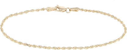 Floreo 10K Fine Gold 2Mm Thin Solid Diamond Cut Rope Chain Bracelet and Anklet Apparel & Accessories > Jewelry > Anklets Floreo Yellow Gold 9.0 Inches 