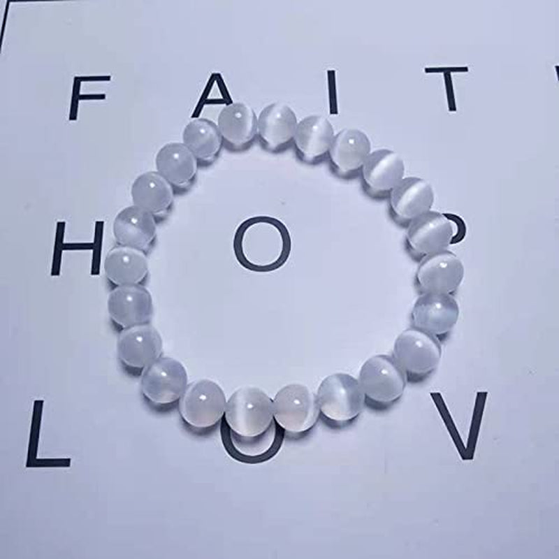 Natural Powerful Selenite Bead Bracelet for Women Men Crystal Healing Energy Concentration Spirituality Health Wealth Handcrafted Jewelry Accessory Apparel & Accessories > Jewelry > Bracelets Fenix-us   