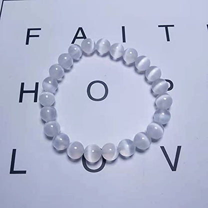 Natural Powerful Selenite Bead Bracelet for Women Men Crystal Healing Energy Concentration Spirituality Health Wealth Handcrafted Jewelry Accessory Apparel & Accessories > Jewelry > Bracelets Fenix-us   