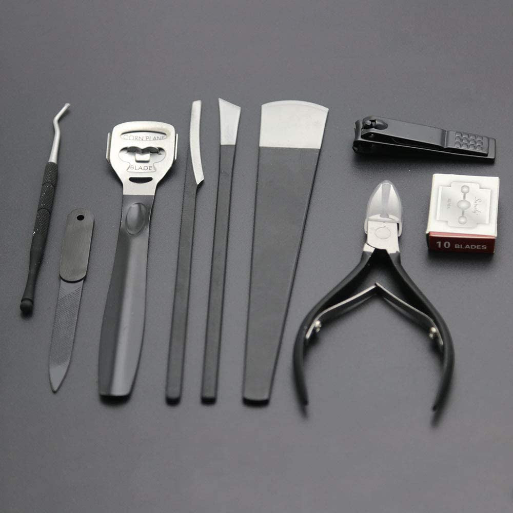 Foot Care Pedicure Callus Shaver Hard Skin Remover 10 Blades Ingrown Toenail Tools Kit, Ingrown Toenail Removal Correction Clippers, Professional Pedicure Tools (Black)… Health & Beauty > Personal Care > Foot Care ATTENDRE   
