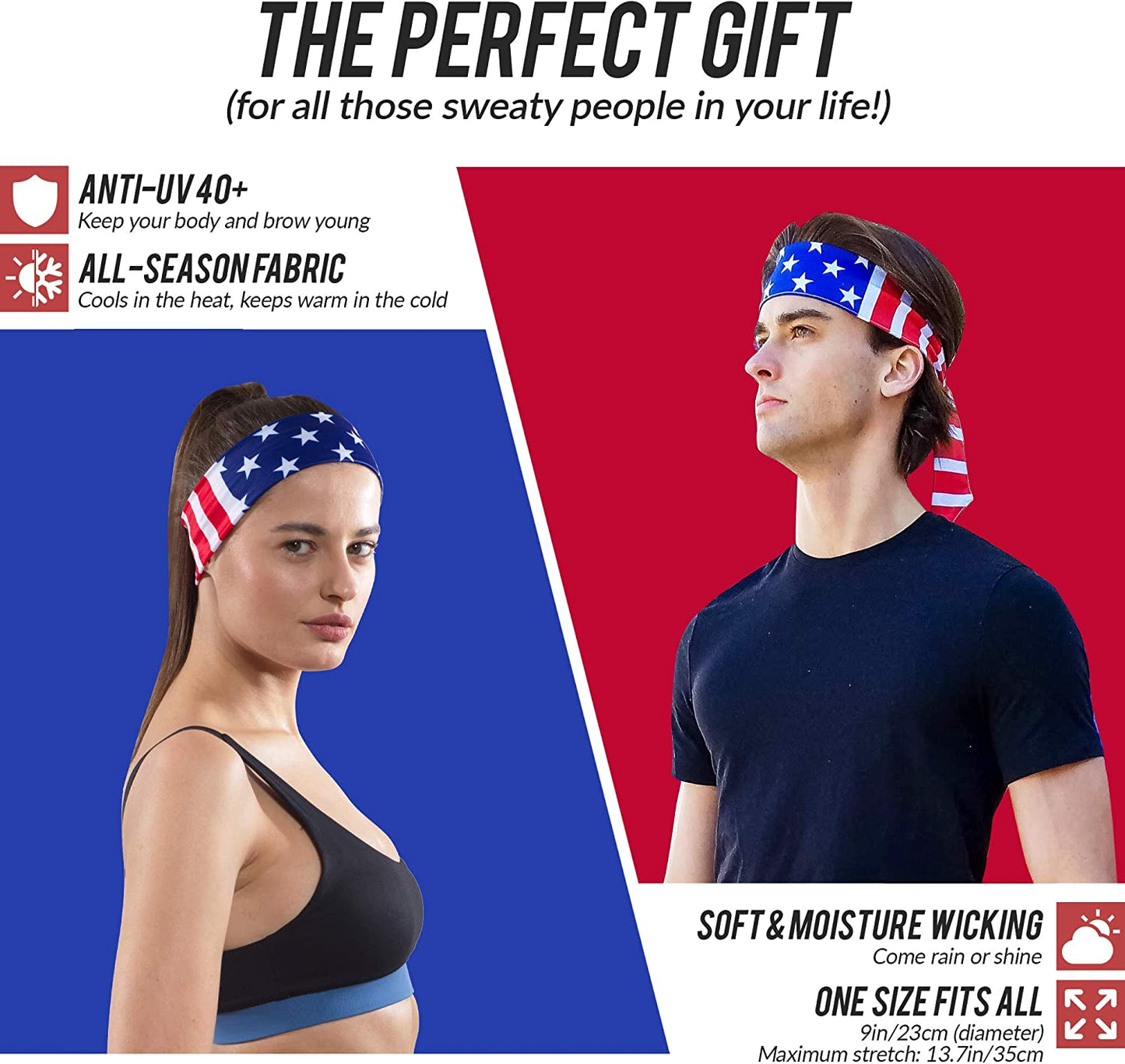 USA Patriots American Flag Sports Bandana for Men & Women: Sweat-Wicking Headband for Exercise, Running, Tennis, Football, Volleyball, Athletics Apparel & Accessories > Clothing Accessories > Bandanas & Headties Monkey Movement   