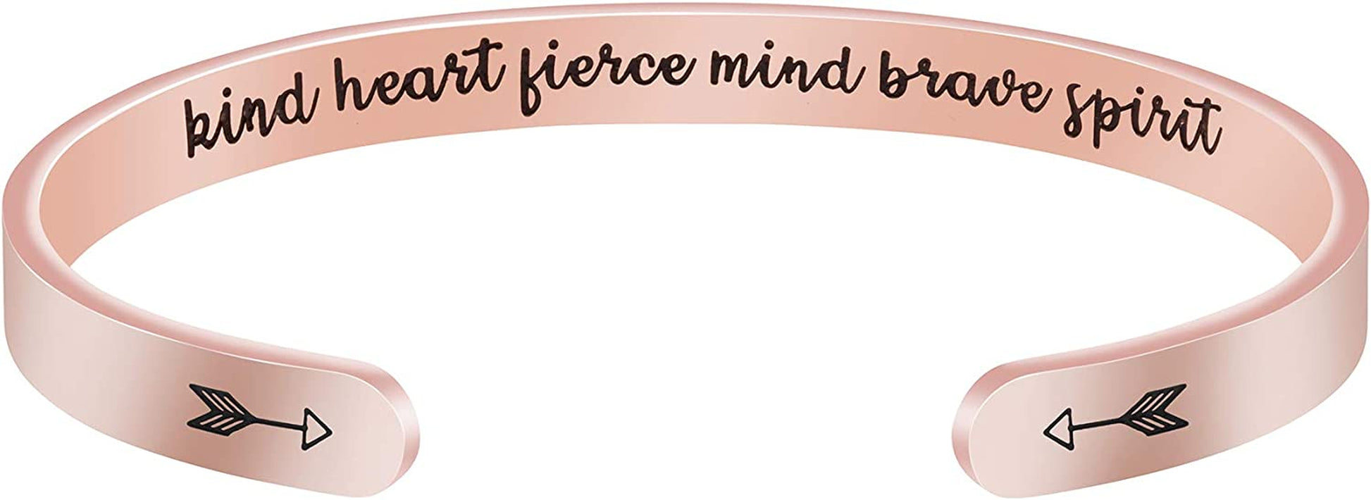 Joycuff Inspirational Bracelets for Women Motivational Gift for Her Sister Mom Daughter Friend Christmas Birthday Thanks Giving Gifts Jewelry for Women Apparel & Accessories > Jewelry > Bracelets LEIFAN JEWELRY Kind heart fierce mind brave spirit - Rose Gold  