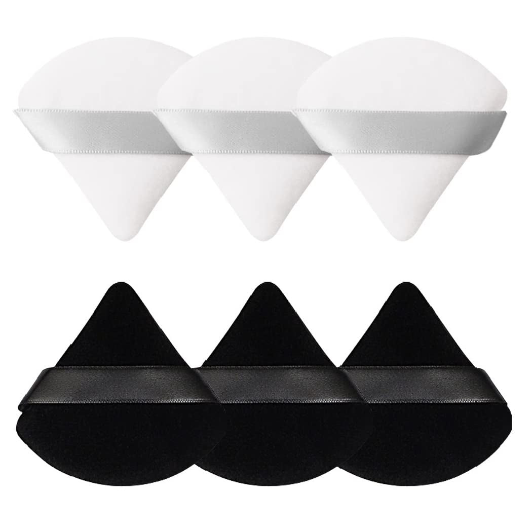 Pimoys 6 Pieces Powder Puff Face Soft Triangle Makeup Puff for Loose Powder Body Powder, Wedge Shape Velour Cosmetic Sponge for Contouring, under Eyes and Corners, Beauty Makeup Tools Health & Beauty > Personal Care > Cosmetics > Cosmetic Tools > Makeup Tools Pimoys Black and White  