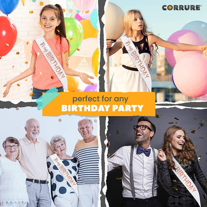 CORRURE 'It'S My Birthday' Sash with Rose Gold Foil - Soft Satin White Birthday Sash for Women - Party Favors Supplies and Decorations for Sweet 16, 18Th 21St 30Th 40Th or Any Happy Bday Party Apparel & Accessories > Clothing Accessories > Sashes Pego Brands General   