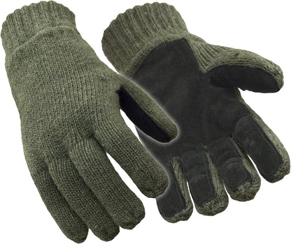 Refrigiwear Thinsulate Insulated Fleece Lined 100% Ragg Wool Leather Palm Gloves Apparel & Accessories > Clothing Accessories > Gloves & Mittens RefrigiWear Green Large 