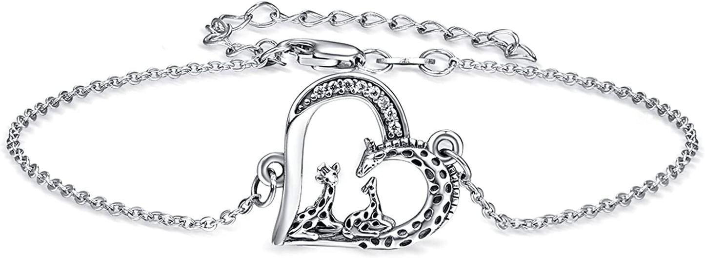 TANGPOET 925 Sterling Silver Anklet Bracelet for Women, Dainty Charm Bracelets Animal Jewelry Birthday Gifts for Mother Daughter Teens Girls Apparel & Accessories > Jewelry > Anklets TANGPOET Giraffe Bracelet  