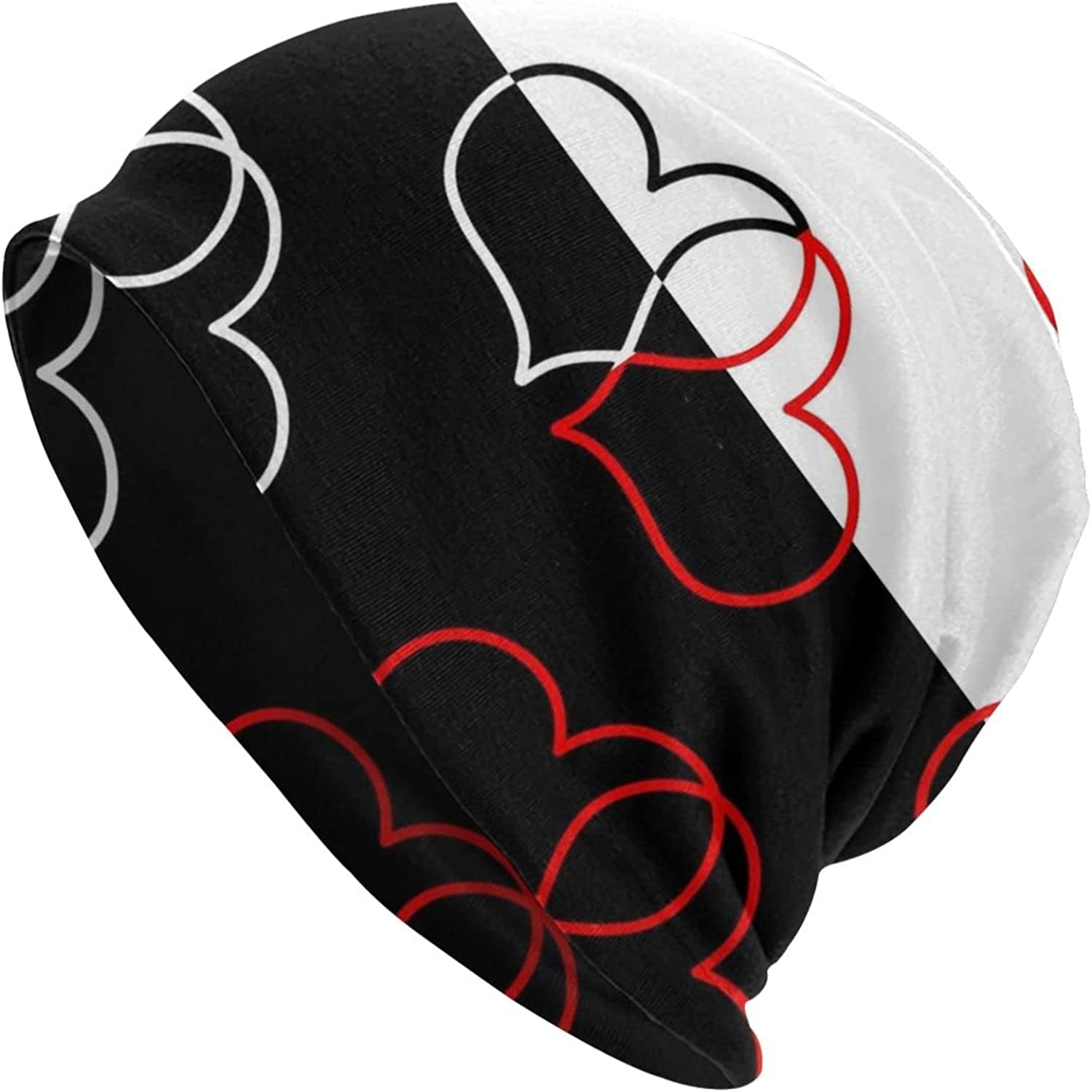 Gold Star Slouchy Beanie Chemo Headwear Knit Hat Scarf Sleep Skull Cap for Women Men Apparel & Accessories > Clothing Accessories > Headwear ybovejuk Black White Red Hearts One Size 