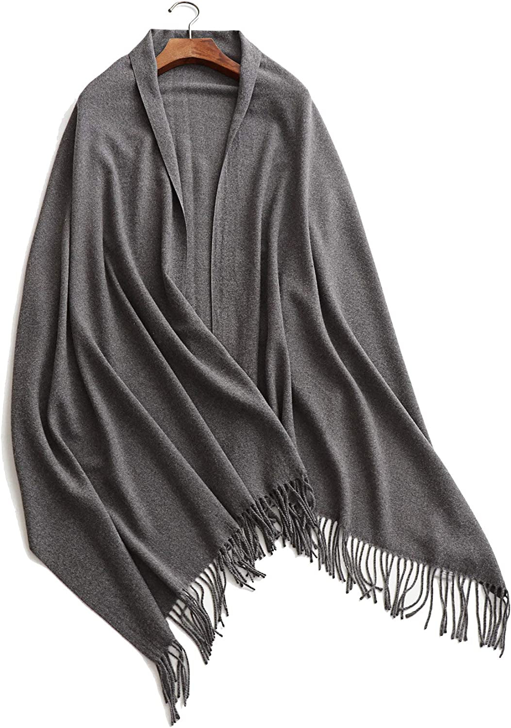 Jeelow Winter Pashmina Blanket Scarfs Shawls Wraps Open Front Poncho Cape for Women Wedding Evening Dresses Apparel & Accessories > Clothing Accessories > Scarves & Shawls Jeelow Dark Grey  