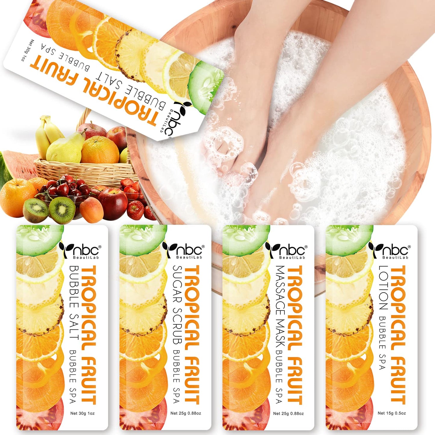 Foot Spa Pedicure Set, Home Foot Soak with Bath Salt, Foot Cream, Foot Scrubs, 4 in 1 Exfoliating Foot Care for Dry Cracked Feet, Make Baby Soft Feet Health & Beauty > Personal Care > Foot Care nbc BeautiLab 1 set Fruit  