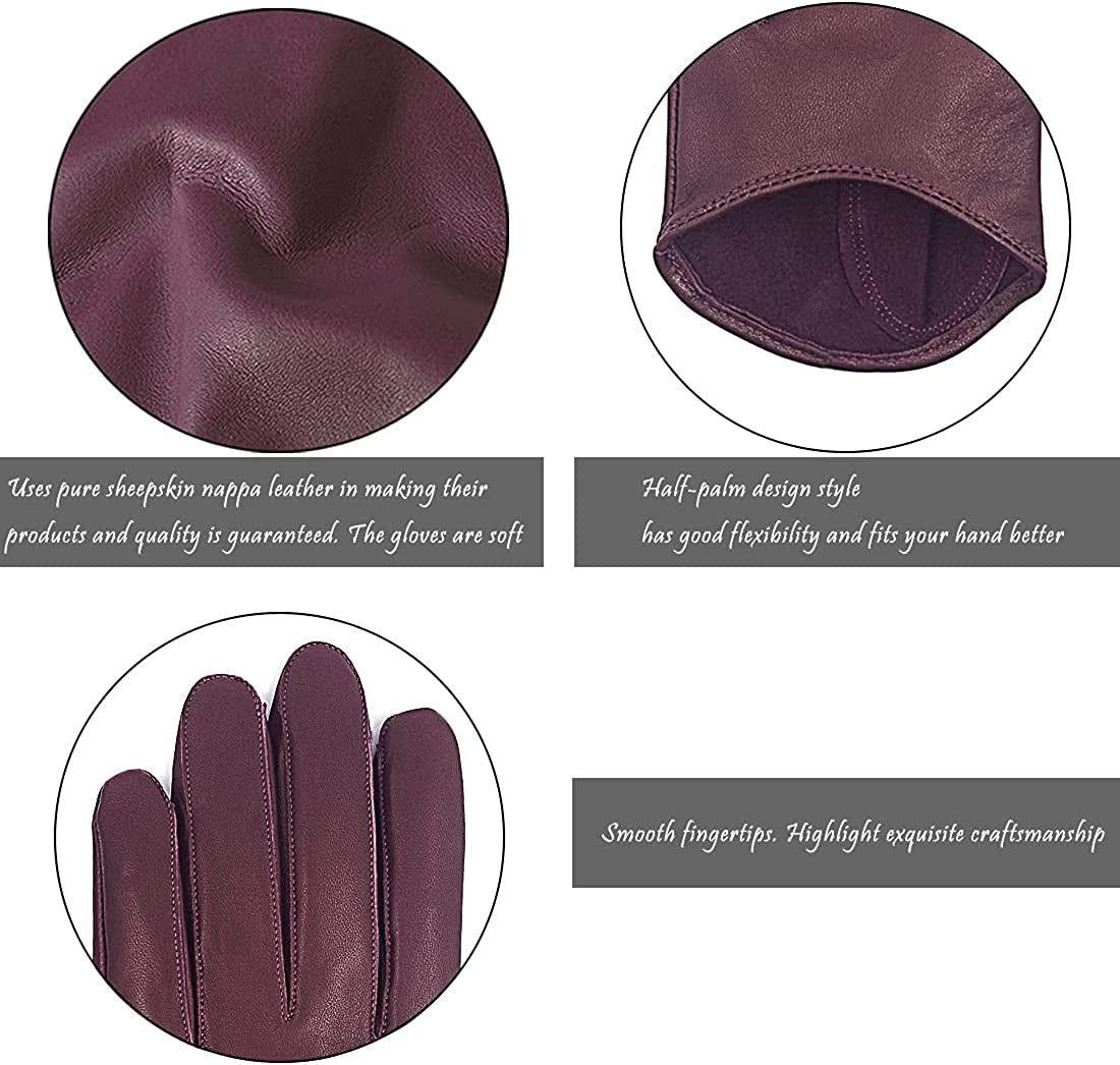 Harssidanzar Leather Spring Gloves for Women,Genuine Leather Half Palm Short Unlined Driving Dress Cosplay Gloves GL011 Apparel & Accessories > Clothing Accessories > Gloves & Mittens KYLIE MAX   