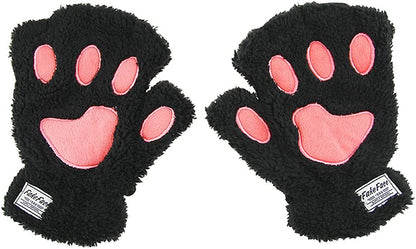 Fakeface Cute Cat Kitten Paw Fingerless Faux Fur Plush Gloves for Girls Women Apparel & Accessories > Clothing Accessories > Gloves & Mittens FakeFace   