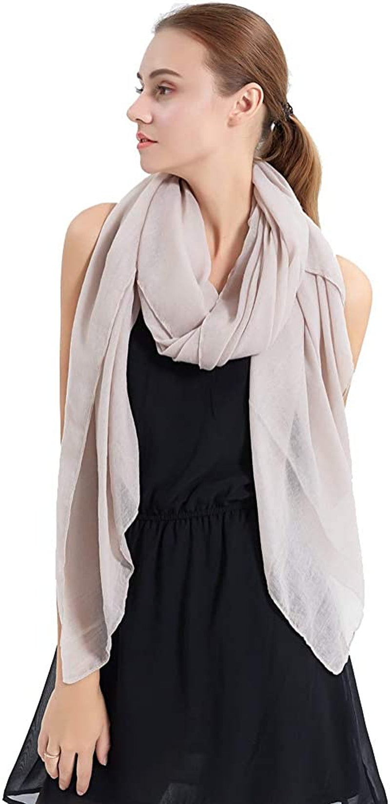 LMVERNA Women'S Long Scarf Solid Color Large Sheer Shawl Wraps for Evening Apparel & Accessories > Clothing Accessories > Scarves & Shawls LMVERNA Beige  