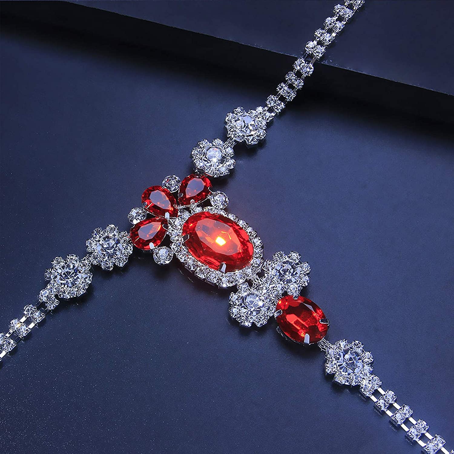 Sexy Red Rhinestone Panties Thong Crystal Waist Belly Bikini Body Chain Jewelry Rhinestone Underwear G-String Chain for Women (Silver 1) Apparel & Accessories > Jewelry > Body Jewelry Cusmyre   
