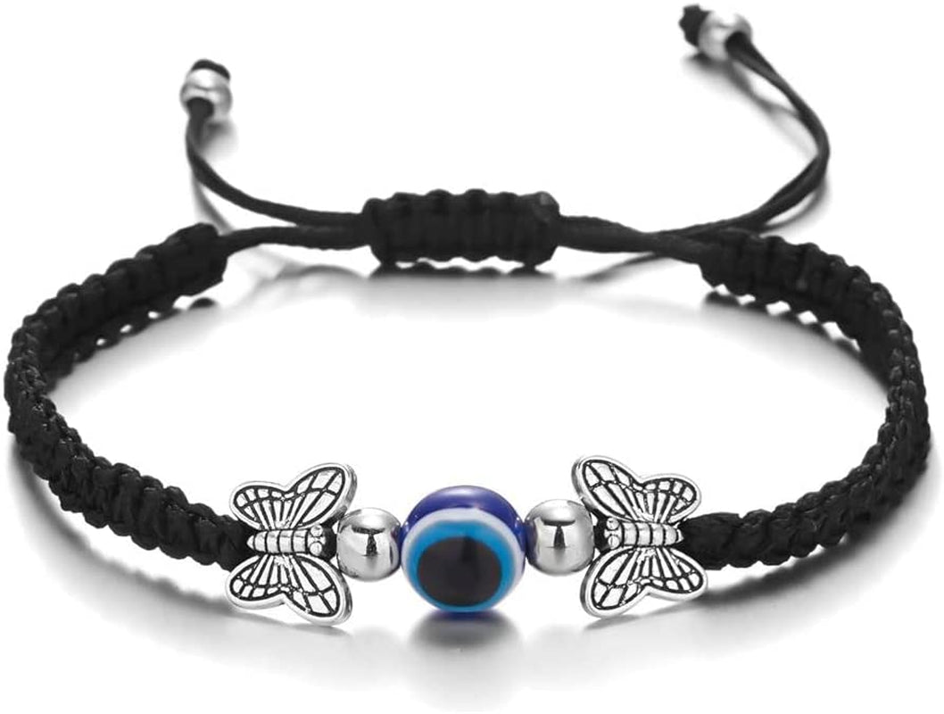 Evil Eye Pendant Bracelet Anklet,Red Blue Black Line Hand Turtle Elephant Pendant Adjustable Braided Bracelet Anklet for Women Men(Tortoise,Black) Apparel & Accessories > Jewelry > Anklets generic Black,Blue butterfly 