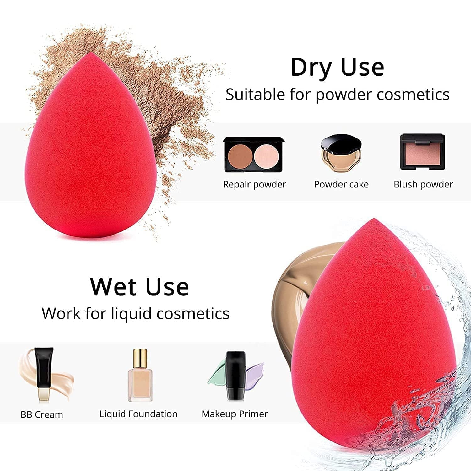 BEAKEY 5 Pcs Makeup Sponge Set, Foundation Blending Beauty Sponge, Flawless for Liquid, Cream, and Powder, Multi-Colored Makeup Sponges Health & Beauty > Personal Care > Cosmetics > Cosmetic Tools > Makeup Tools BEAKEY   