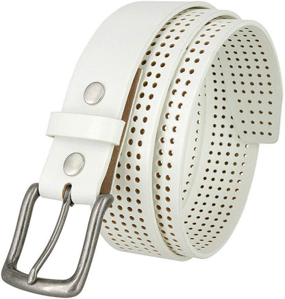 Western Floral Engraved Embossed Tooled Genuine Leather Belt Strap or Belt 1-1/2"(38Mm) Wide, Multi-Style Options Apparel & Accessories > Clothing Accessories > Belts Belts.com Type Tt382-02 White 34 