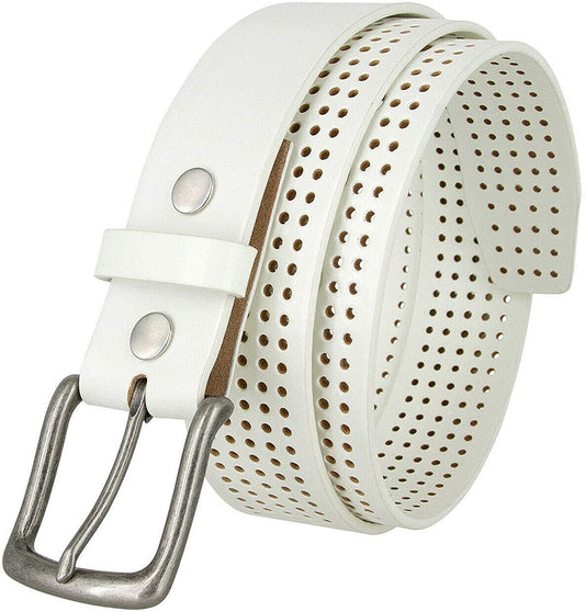 Western Floral Engraved Embossed Tooled Genuine Leather Belt Strap or Belt 1-1/2"(38Mm) Wide, Multi-Style Options Apparel & Accessories > Clothing Accessories > Belts Belts.com Type Tt382-02 White 34 