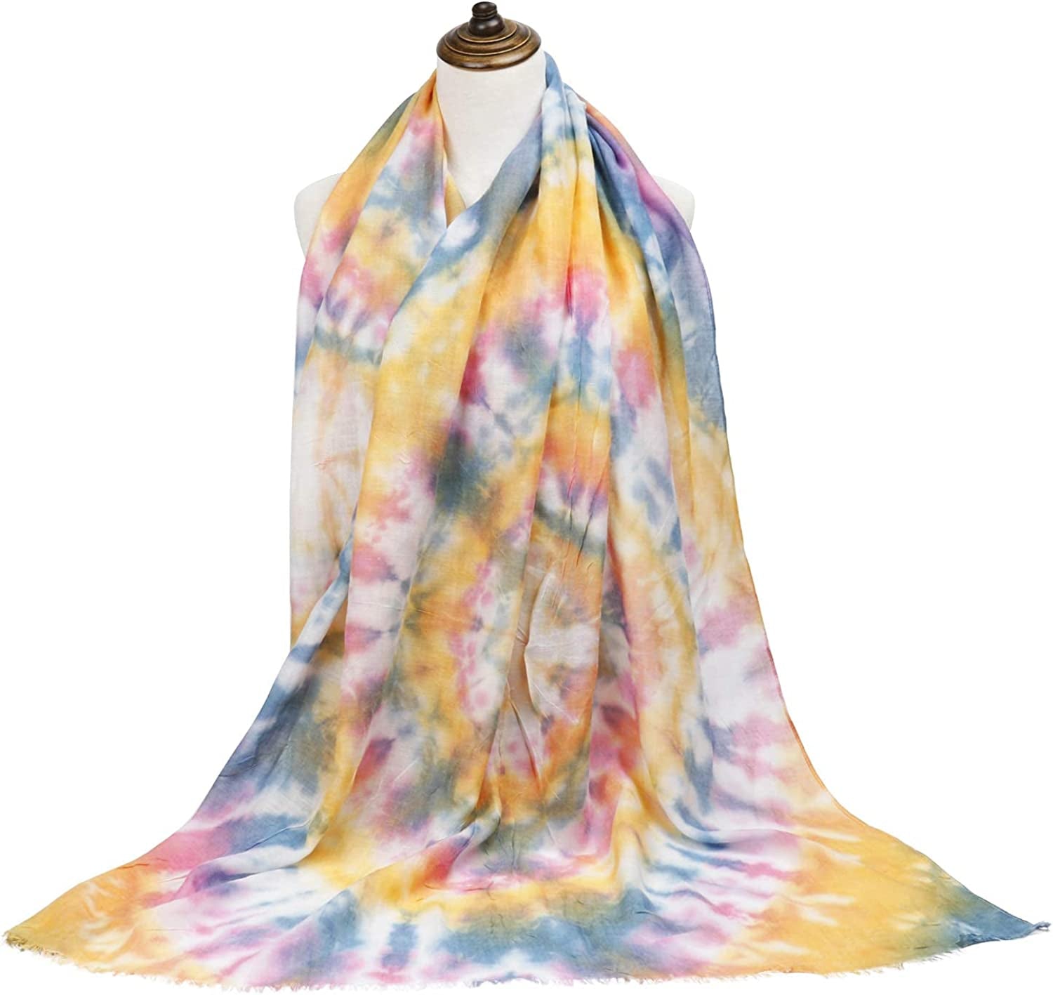 GERINLY Tie Dye Scarf for Women Art Print Head Wrap Vibrant Summer Shawl Nice Hijab Turban Apparel & Accessories > Clothing Accessories > Scarves & Shawls GERINLY   