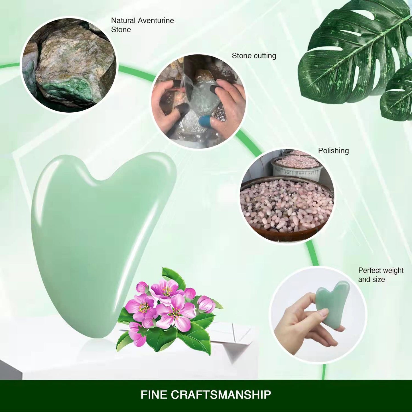 Gua Sha Facial Tools -Gua Sha Stone -Nature Jade Stone Guasha Massage Tool - Nature Jade Stone for Scraping Facial and SPA Acupuncture Therapy -Heart Shape Jade Trigger Point Treatment on Face (Jade) Health & Beauty > Personal Care > Cosmetics > Cosmetic Tools > Skin Care Tools Flagest   