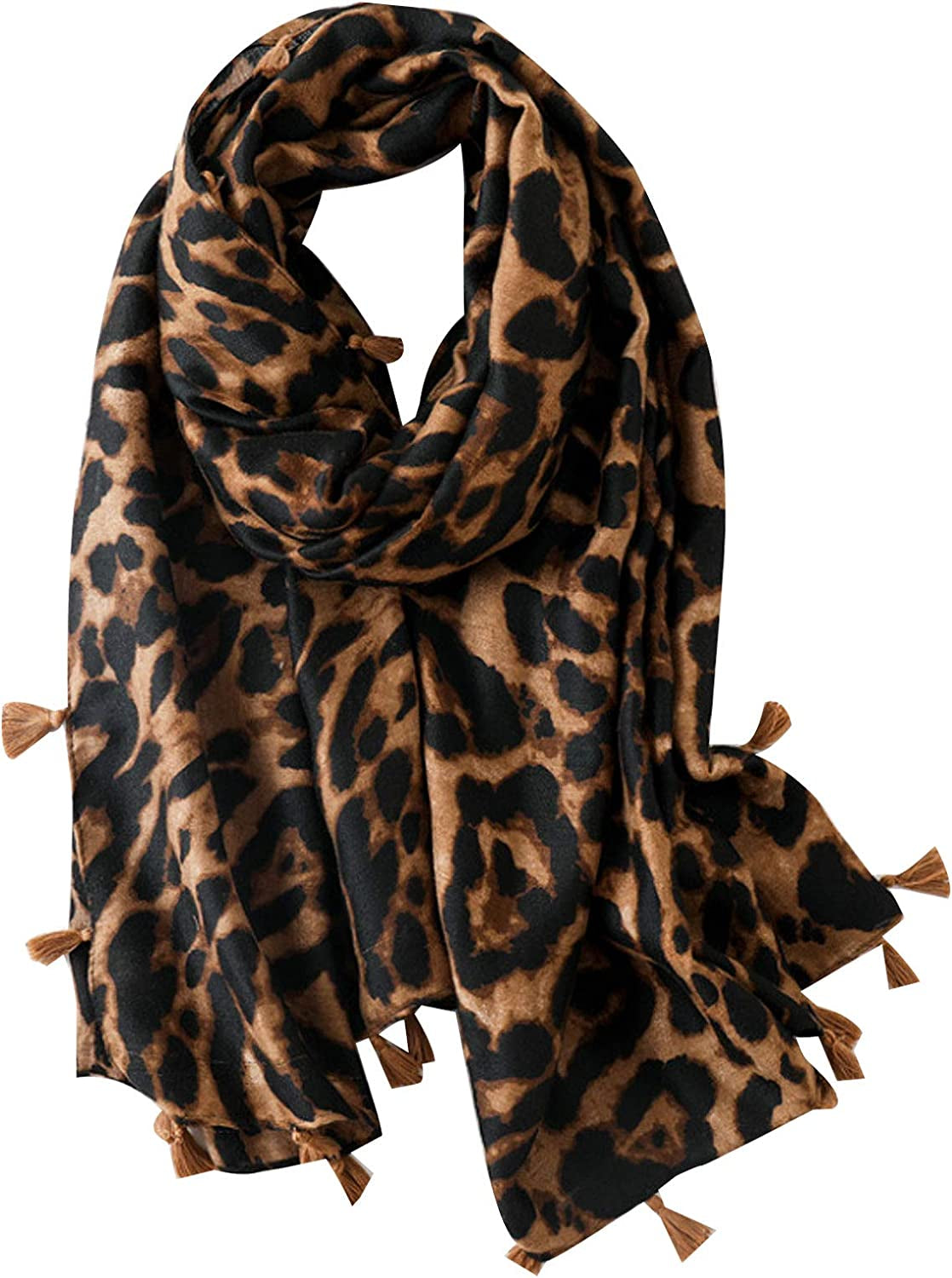Van Caro Scarfs for Women Lightweight Floral Scarf Soft Long Fashion Scarves Sun-Proof Wrap Shawl Apparel & Accessories > Clothing Accessories > Scarves & Shawls Lobagve 5550 Coffee Leopard Print  