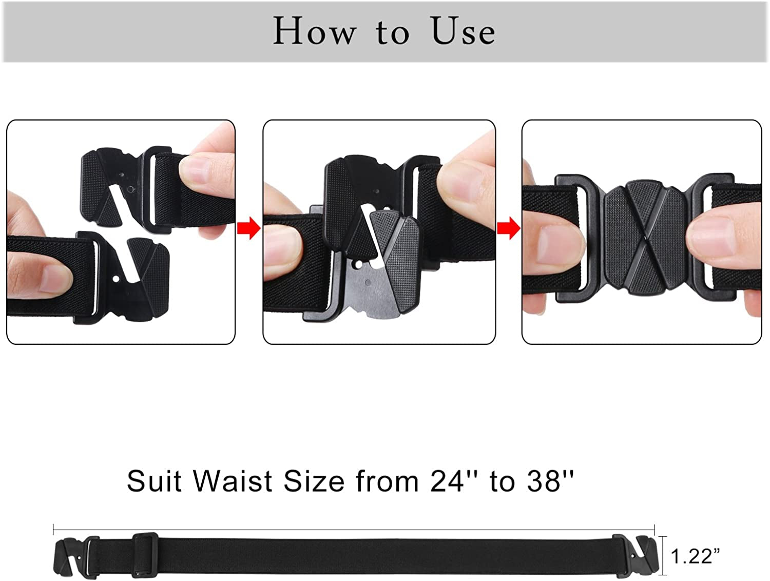 Women Invisible Belt, Comfortable Adjustable Stretch No Show Belt with Flat Buckle by SUOSDEY Apparel & Accessories > Clothing Accessories > Belts SUOSDEY   