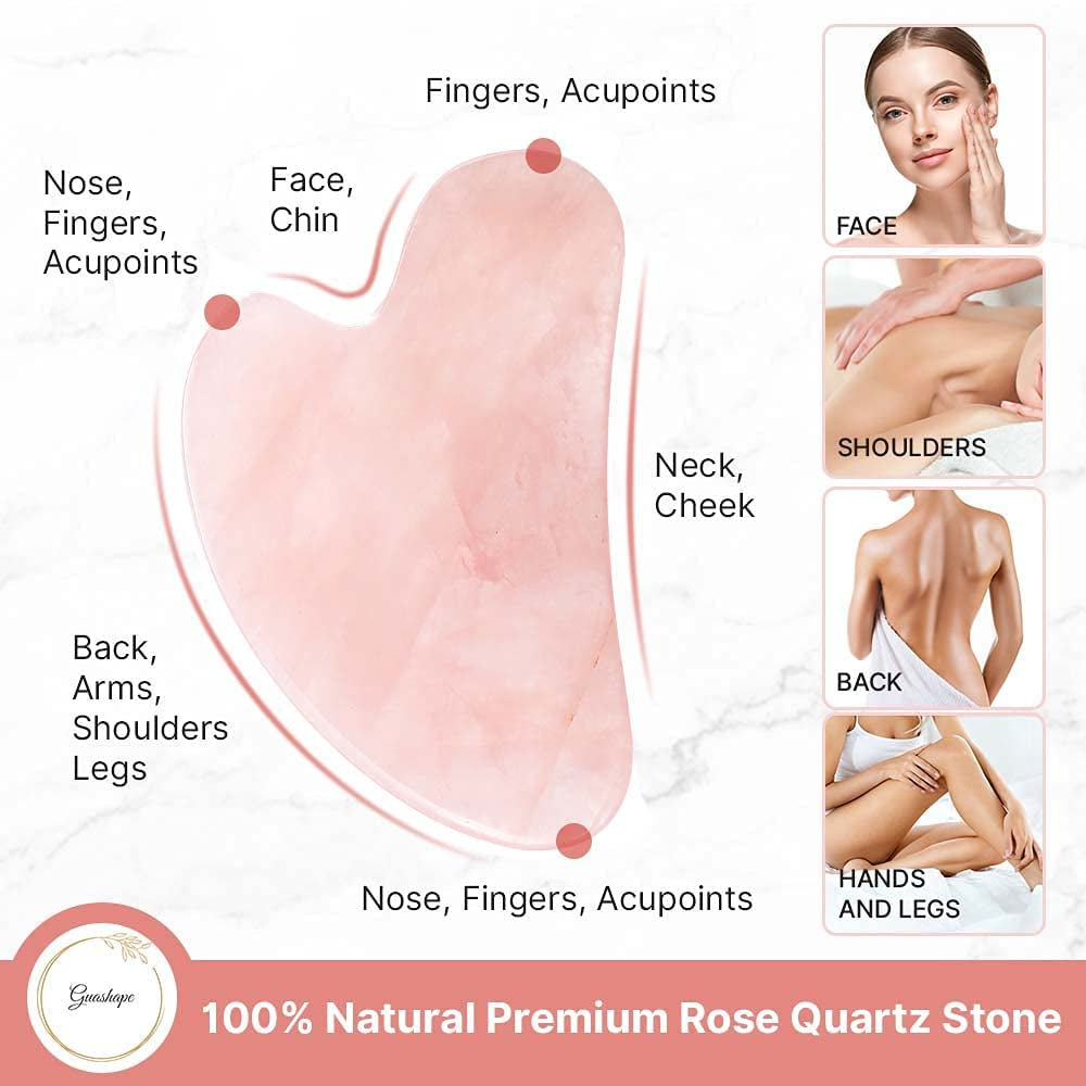 GUASHAPE Gua Sha Facial Tools, Face Stone, Natural Rose Quartz Gua Sha Stone, Guasha Tool for Face Sculpting, Shaping, Reduce Puffiness, Tension Relief, Gua Sha Massage Tool for Face, Eyes and Body Health & Beauty > Personal Care > Cosmetics > Cosmetic Tools > Skin Care Tools GUASHAPE   