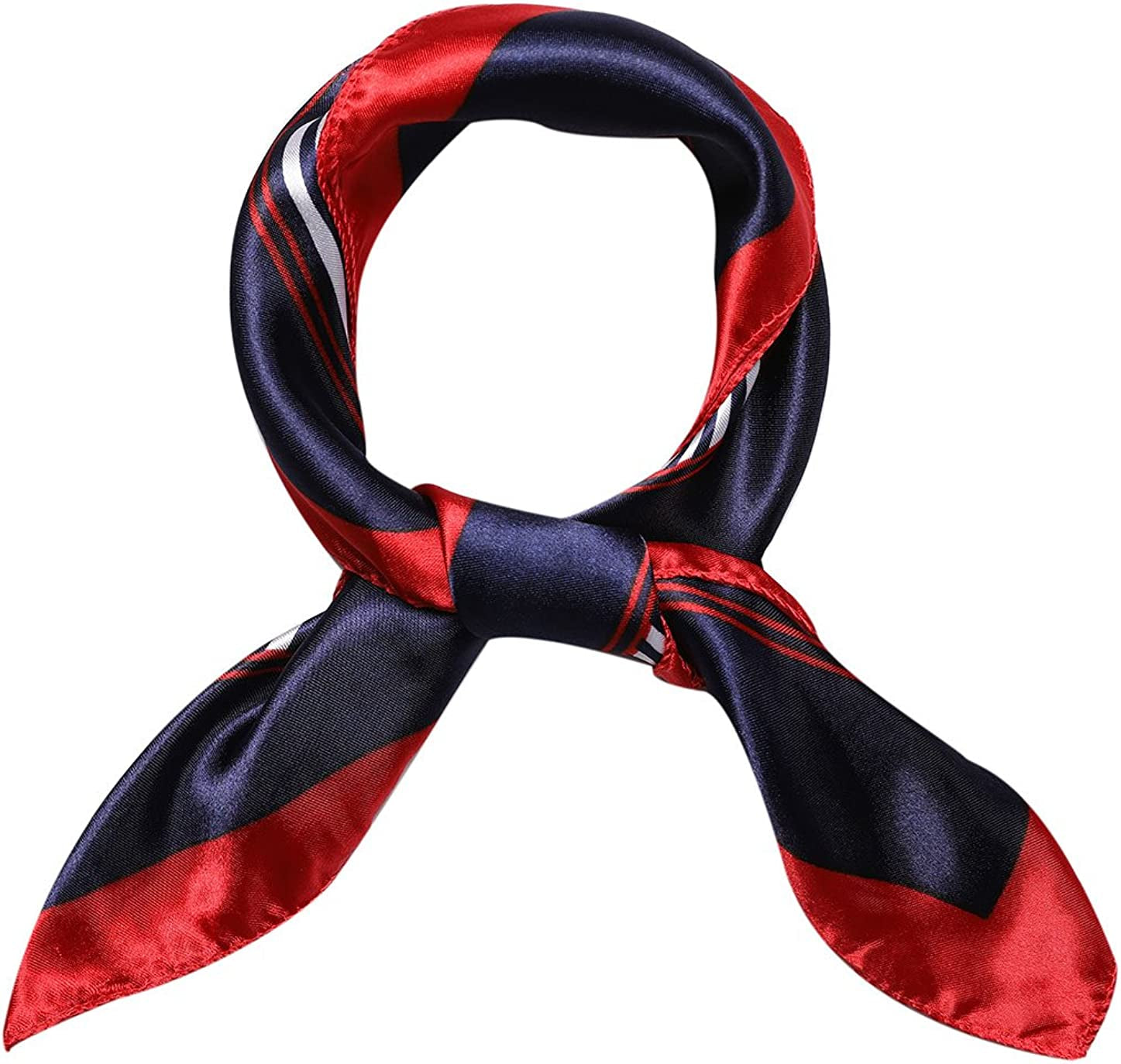 Uxcell Women'S Floral Leopard Polka Dots Striped Print Square Kerchief Neck Scarf Shawl Apparel & Accessories > Clothing Accessories > Scarves & Shawls uxcell Dark Blue 19.5*19.5 