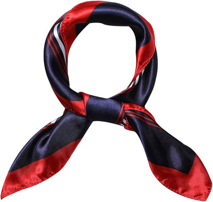 Uxcell Women'S Floral Leopard Polka Dots Striped Print Square Kerchief Neck Scarf Shawl Apparel & Accessories > Clothing Accessories > Scarves & Shawls uxcell Dark Blue 19.5*19.5 