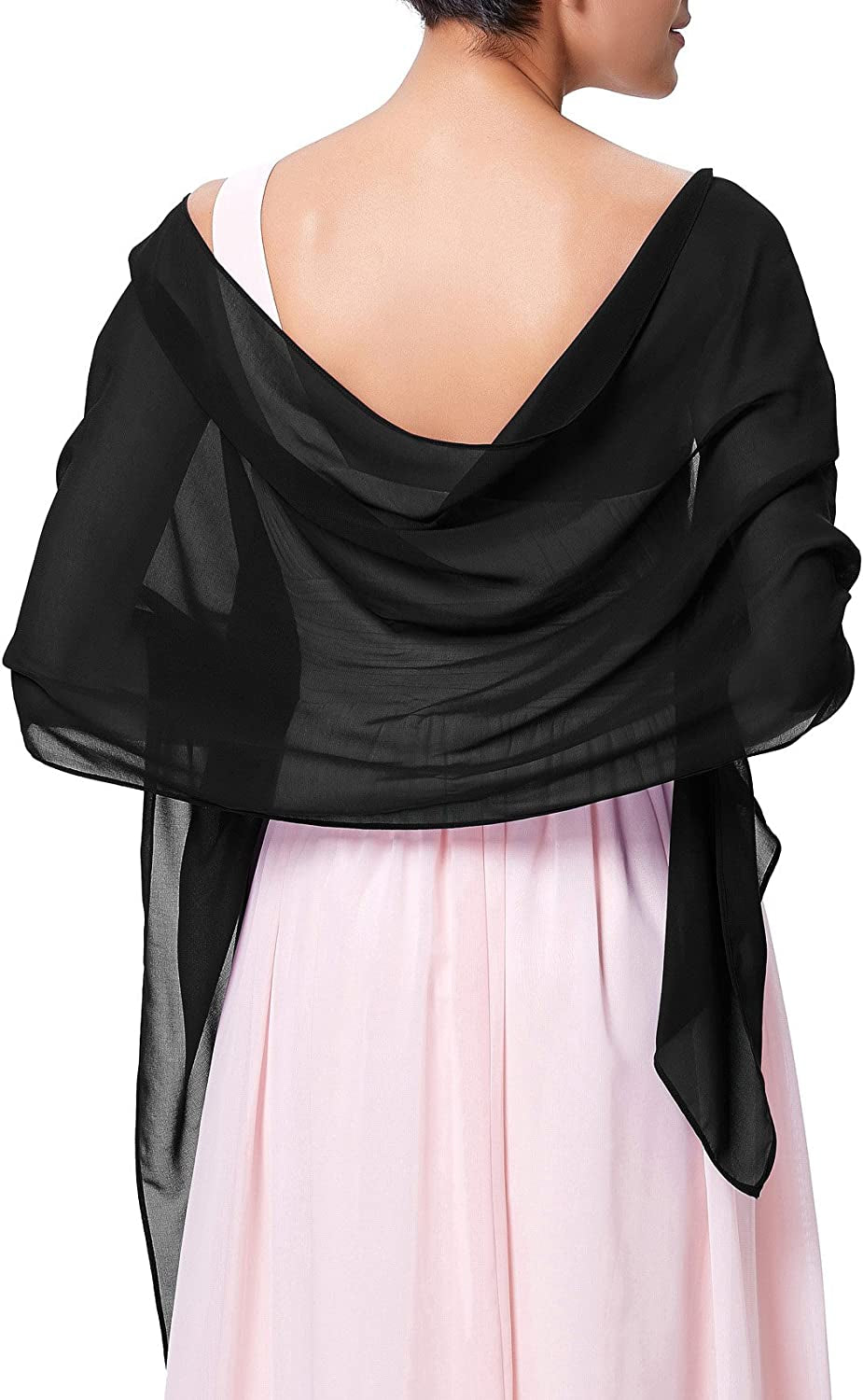 Kate Kasin Soft Chiffon Pashmina Scarf Shawls and Wraps for Formal Evening Party Dress, Bride Bridesmaid Shawl for Wedding Apparel & Accessories > Clothing Accessories > Scarves & Shawls Kate Kasin Black 72*18inch 