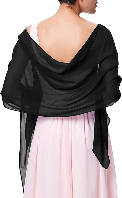 Kate Kasin Soft Chiffon Pashmina Scarf Shawls and Wraps for Formal Evening Party Dress, Bride Bridesmaid Shawl for Wedding Apparel & Accessories > Clothing Accessories > Scarves & Shawls Kate Kasin Black 72*18inch 