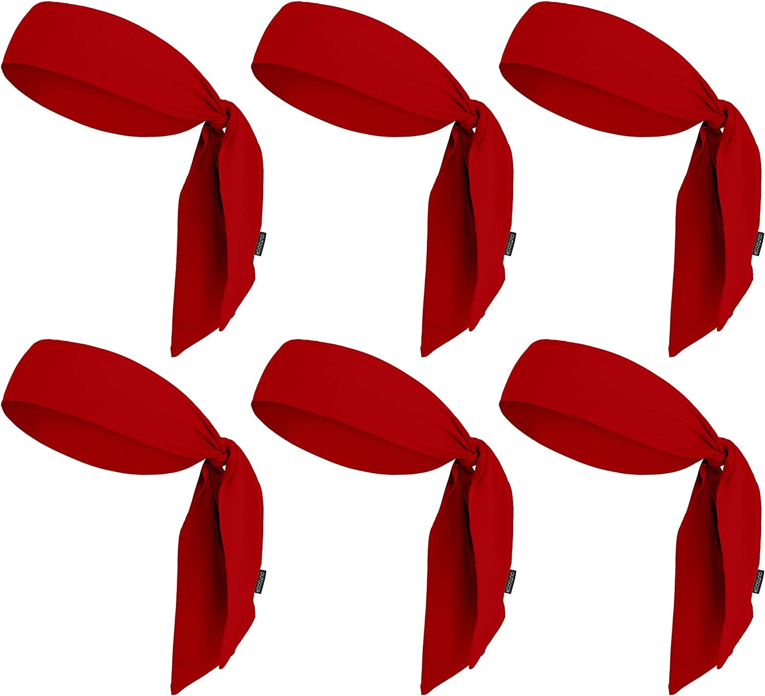 Tie Headband for Women, Men, & Kids - Karate Headband, Ninja Headbands, Tie Headbands for Muay Thai, Softball, Basketball, Sports & Tennis - Pirate & Athletic Headbands - Sweat Wicking Headband Apparel & Accessories > Clothing Accessories > Bandanas & Headties OutdoorEssentials 6 Red  