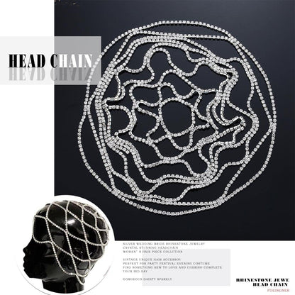 Fdesigner Crytsal Head Chain Silver Cap Headpieces Party Rhinestone Flapper Hairpieces Jewelry Gatsby Belly Dance Cleopatra Hair Accessories for Women Apparel & Accessories > Jewelry > Body Jewelry Fdesigner   