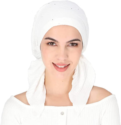 Madison Headwear Pretied Head Scarves for Women Featuring a Unique Sparkly Foil Finish and Stretchy Ribbed Fabric Apparel & Accessories > Clothing Accessories > Headwear Madison Headwear White  