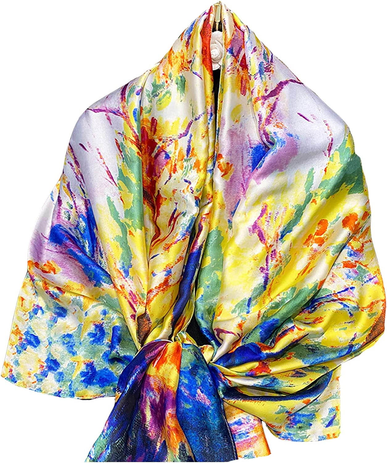 Fashion Scarves 100% Silk Felling Scarf Long Lightweight Sunscreen Shawls Wrap for Women Hair Scarves Apparel & Accessories > Clothing Accessories > Scarves & Shawls Aufeel Doodle Fun  