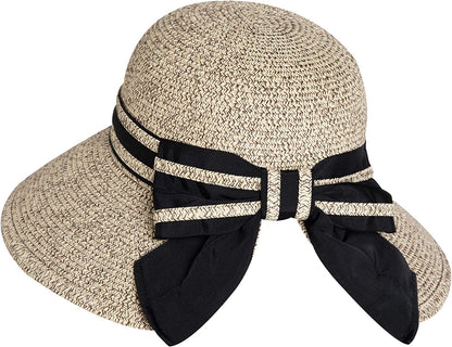 Comhats Womens Floppy Summer Sun Beach Straw Hat UPF50 Foldable Wide Brim 55-60Cm Apparel & Accessories > Clothing Accessories > Hats Comhats 89016_coffee Mixed Medium 