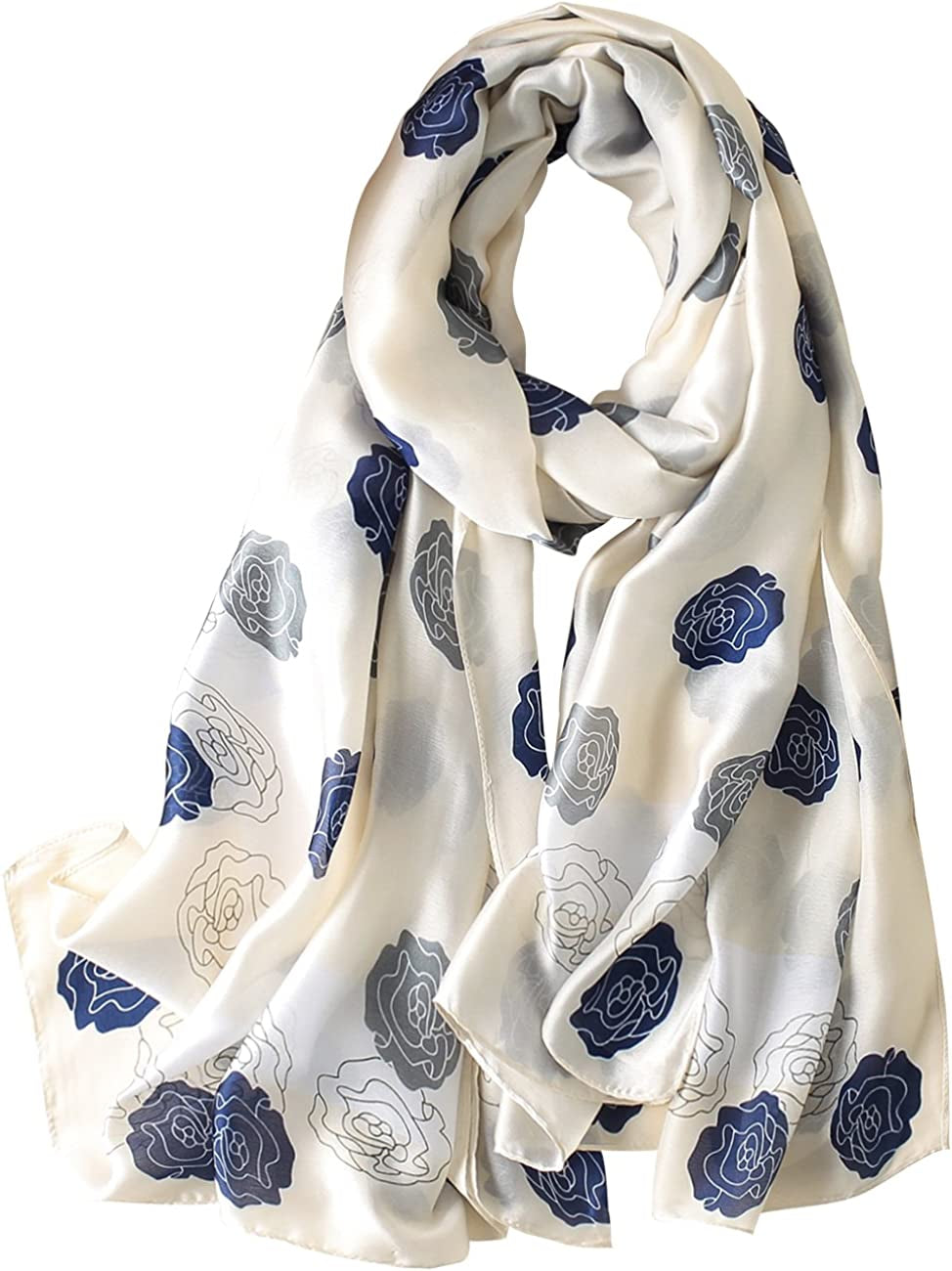 NUWEERIR Womens 100% Large Mulberry Silk Scarf Long Satin Scarf Fashion Designer Scarf Lightweight Wraps Apparel & Accessories > Clothing Accessories > Scarves & Shawls NUWEERIR Rose  