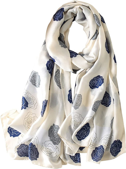 NUWEERIR Womens 100% Large Mulberry Silk Scarf Long Satin Scarf Fashion Designer Scarf Lightweight Wraps Apparel & Accessories > Clothing Accessories > Scarves & Shawls NUWEERIR Rose  